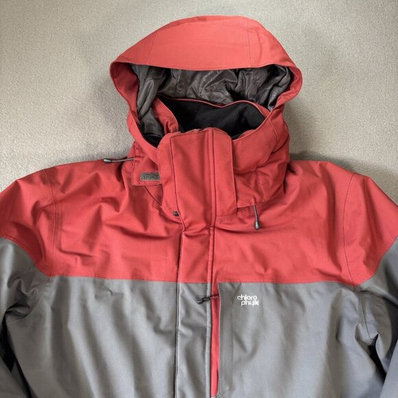 Chlorophylle Jacket Mens M Red Gray Winter Coat Insulated Hooded Outdoors Nature - Picture 2 of 16
